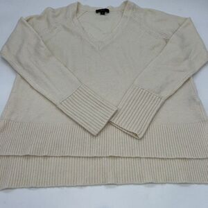 J Crew Womens Pullover V Neck Sweater in Ivory Merino Wool Alpaca Blend Size S